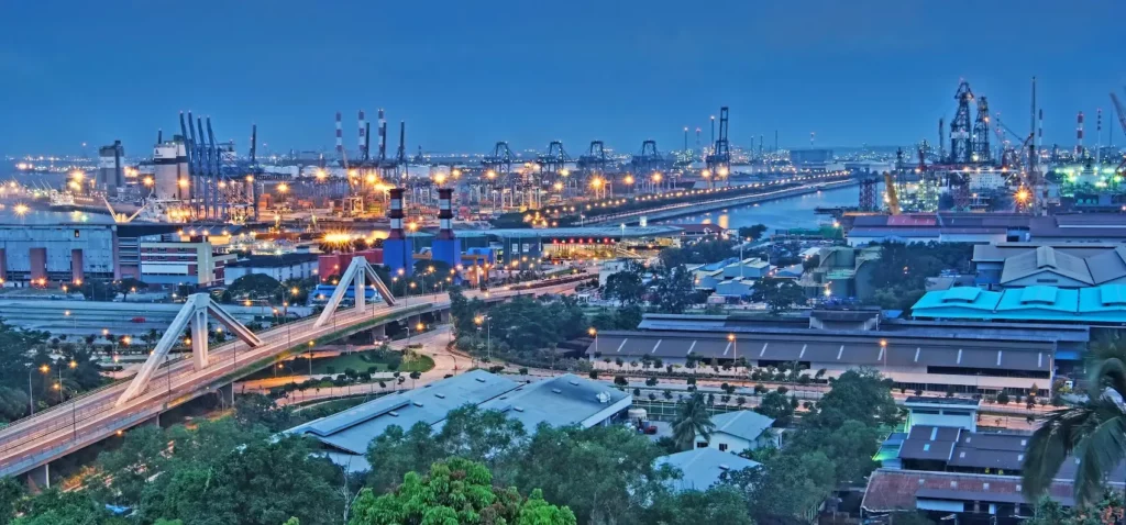 Industrial area in Singapore aerial view